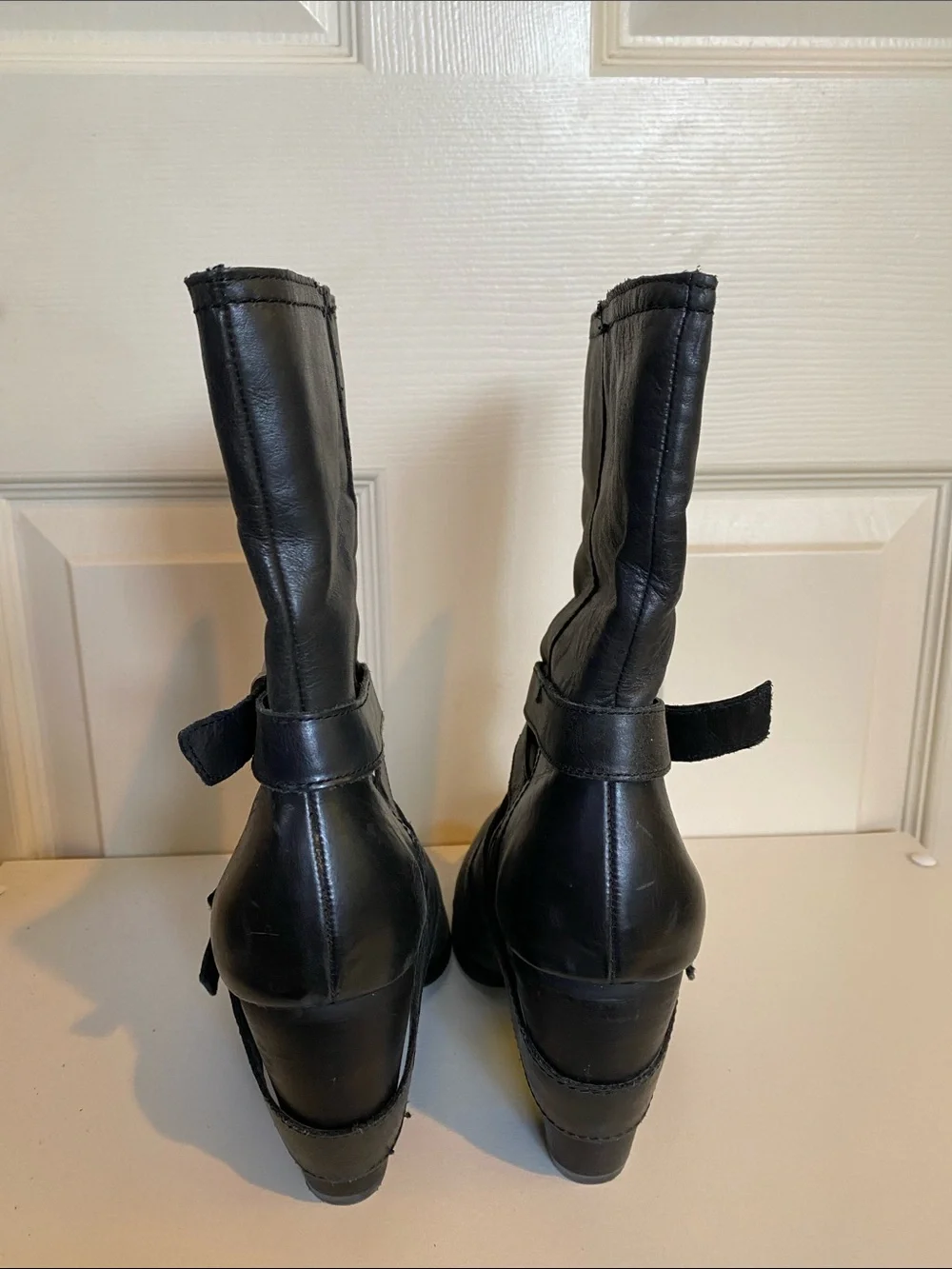 Steve Madden Black Leather Buckle Ankle Boots